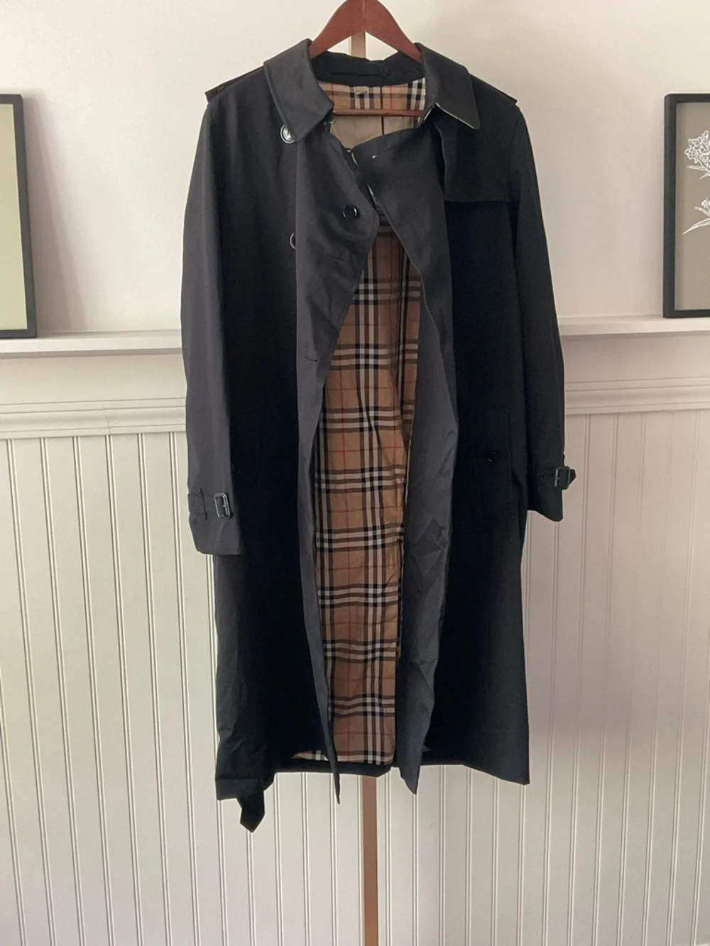 Burberry Kensington Trench Coat Black UK 14 US 12 Made in England Classic Belted - Picture 3 of 16